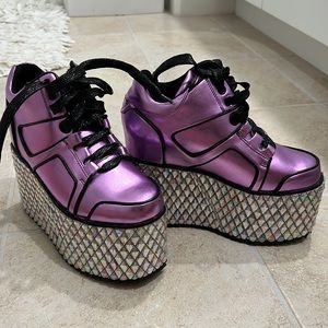 Club Exx Glamtronic Purple Metallic Jeweled Platform Sneakers 6M | Rave Club HTF